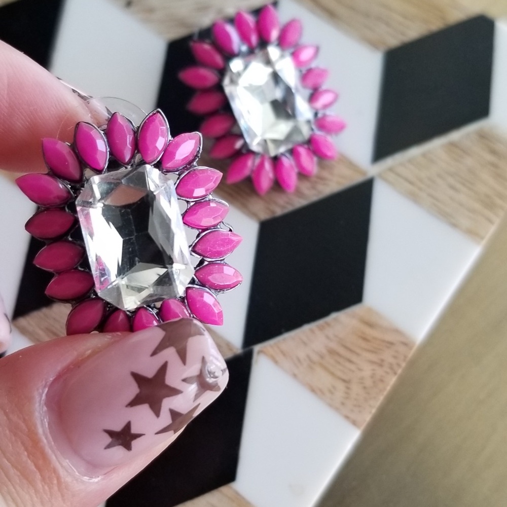 Hot Pink Statement Stud Earrings